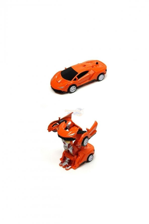 Lamborghini Huracan Robota Dönüşen Metal Oyuncak Turuncu Araba