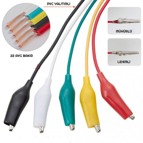 10'lu Krokodil Kablo Timsah Ağızlı Kıskaç Timsah Ağzı 50CM B11 - 4