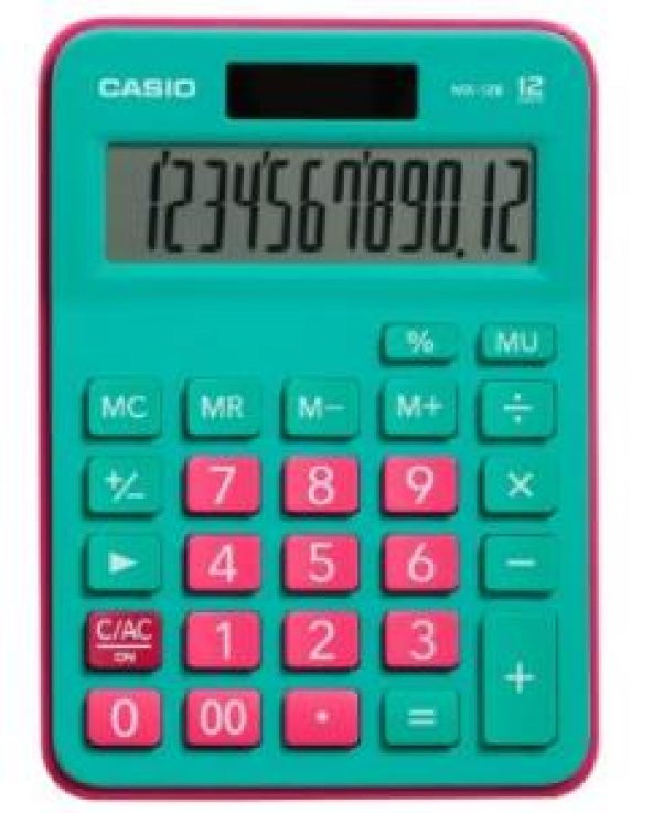 Casio MX-12B-GNRD Yeşil+Pembe 12 Hane Masa Üstü Hesap Makinesi