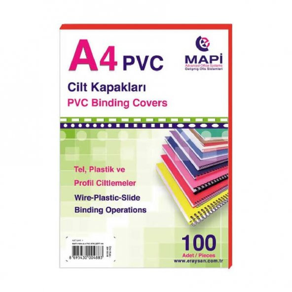 Mapi Cilt Kapağı Plastik Opak A4 160 MIC Kırmızı 2040203