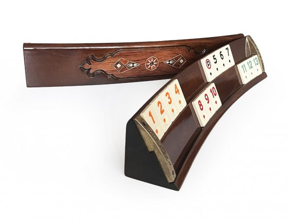 Helena Wood Art Mozaik İşlemeli Masif Ahşap Okey Seti Oval Takımı Gül - 4