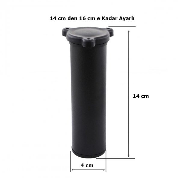 Metal Mobilya Koltuk 14 -16 cm Ayarlı Orta Destek Ayağı Mat Siyah - 2