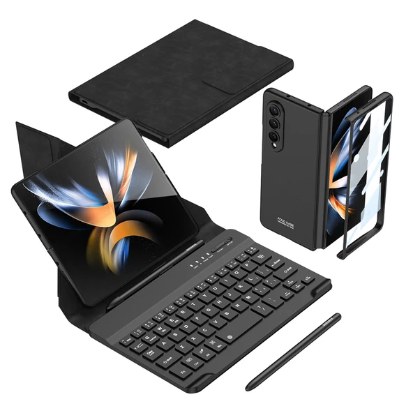 Vendas Galaxy Z Fold 4 Uyumlu Kıpta Serisi Standlı Bluetooth Klavyeli Keyboard Set Kılıf - 10