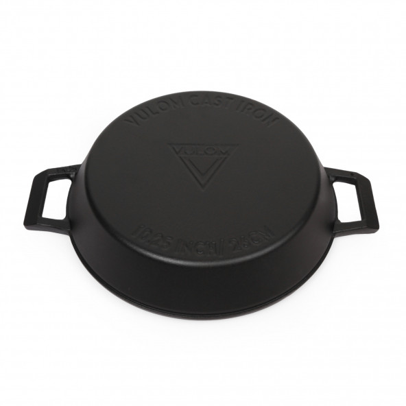 VULOM LOTUS Demir Döküm Tava 26 cm Çift Kulp Mat Siyah - 3