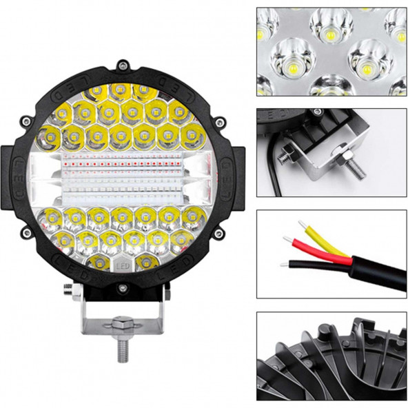 3 Modlu 3 Renk Kombo 51W Siyah Yuvarlak Off Road 12/24V Çalışma Tekne Lambası AA137 - 3