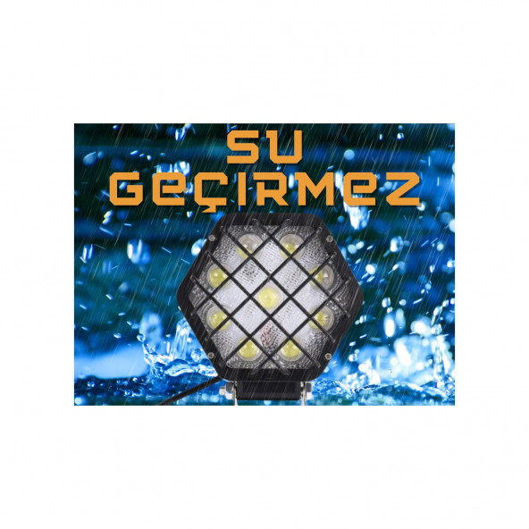 48W Altıgen Kafesli Siyah 16 LED Off Road Tekne Çalışma Lambası AA140 - 3