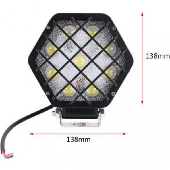 48W Altıgen Kafesli Siyah 16 LED Off Road Tekne Çalışma Lambası AA140 - 4