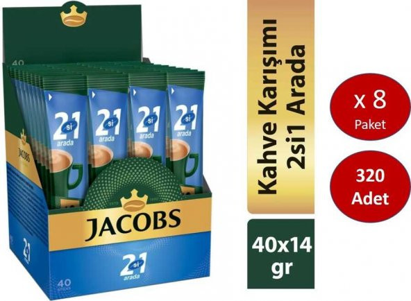 Jacobs 2si1 Arada 320 Adet Stick Kahve (40 x 8 Adet)