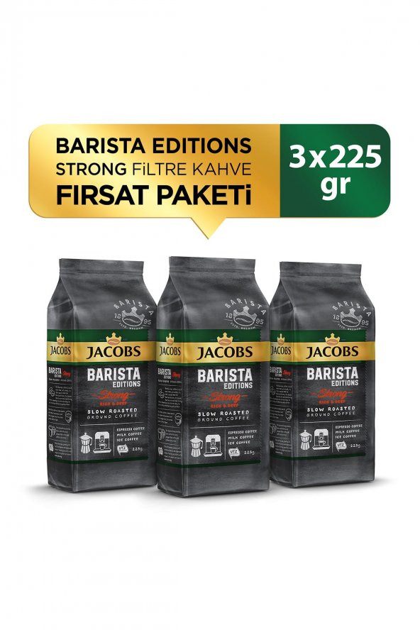 Jacobs Barista Editions Strong Filtre Kahve Fırsat Paketi 225 gr x 3 Adet