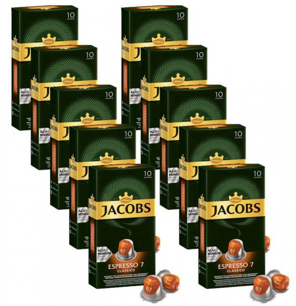 Jacobs Espresso 7 Classico Kapsül Kahve 10 x 10 Paket (100 Adet) Nespresso Uyumlu