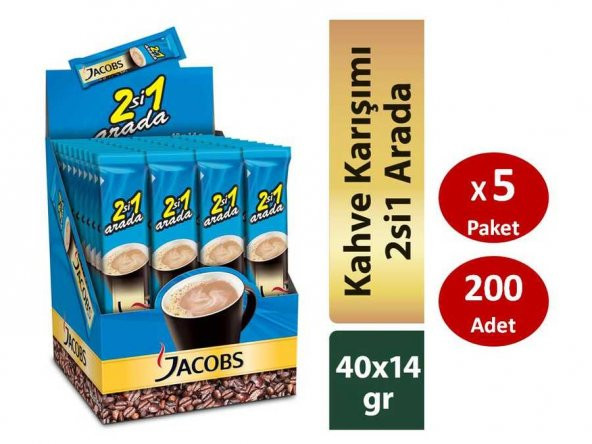 Jacobs 2si1 Arada Kahve Karışımı 40lı Paket x 5li SET