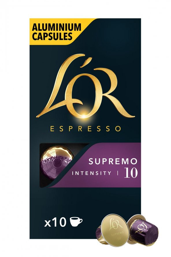 LOR - Supremo - Intensity 10 - Nespresso Uyumlu 10 Adet Alüminyum Kapsül Kahve