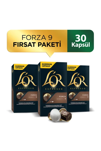 L'OR - Forza - Intensity 9 - Nespresso Uyumlu Kapsül Kahve Fırsat Paketi 10 x 3 Paket (30 Adet)