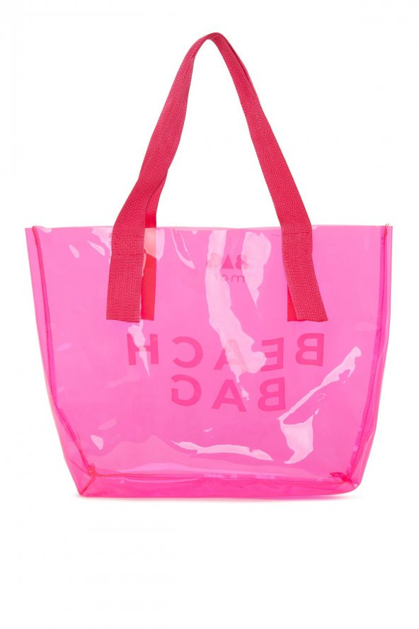Bagmori Fuşya Beach Bag Baskılı Şeffaf Plaj Çantası - 3