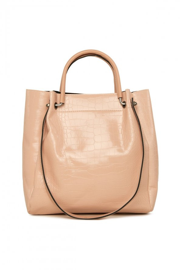 Bagmori Pudra Desenli Demir Tutmalı Büyük Çanta - 3