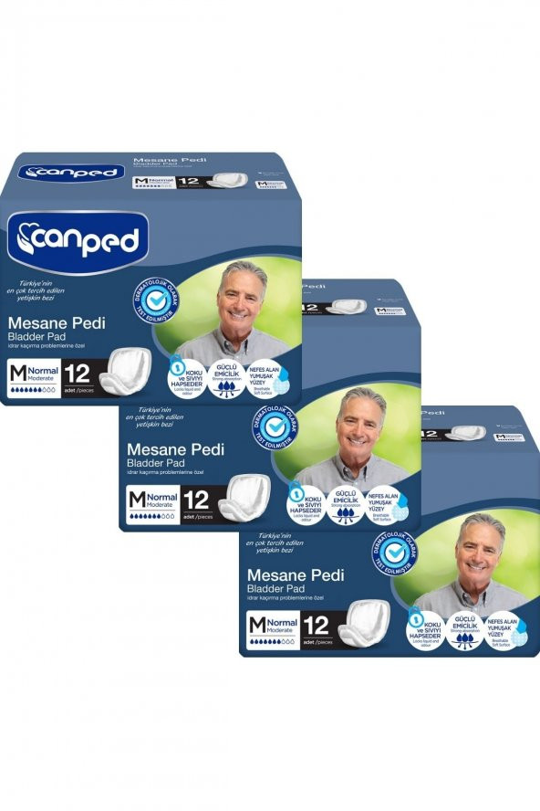 Canped Mesane Pedi Erkek M Beden . 3'lü Paket. Paket Içi 12 Adet Vardır. - 2