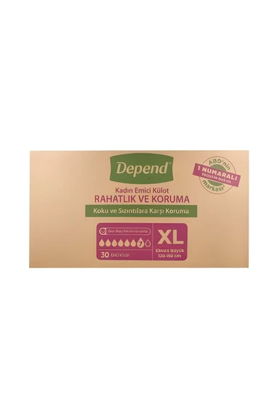 Depend Emici Külot Hasta Bezi Xl - Extra Büyük Kadın 90 Adet (3pk*30) ürün görseli 1