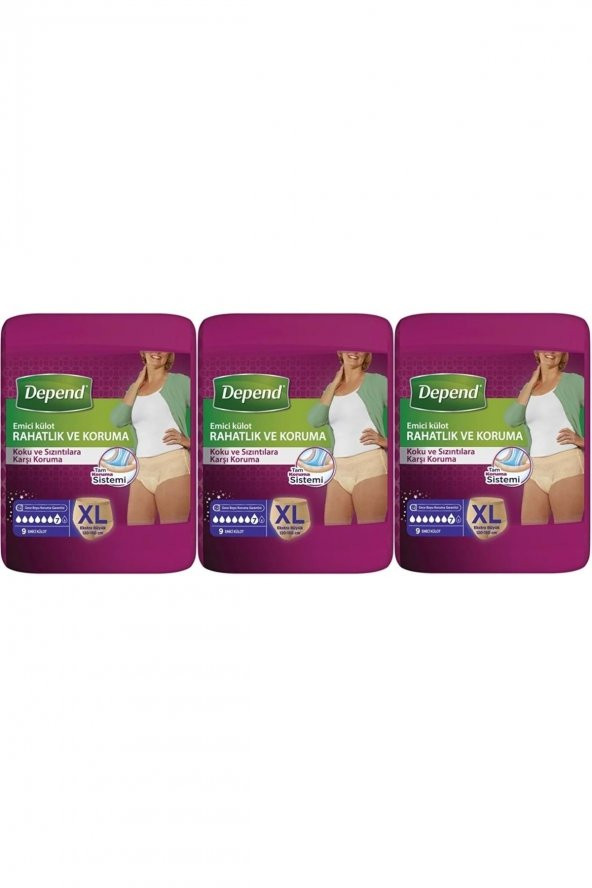 Depend Emici Külot Hasta Bezi Xl Extra Büyük 27 Adet (3pk*9) ürün görseli