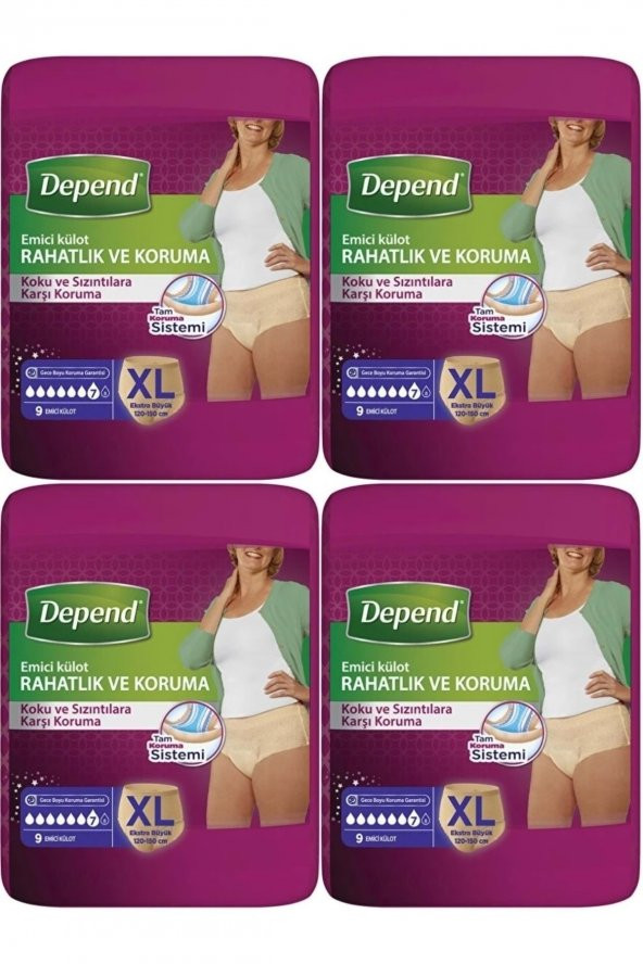 Depend Emici Külot Hasta Bezi Xl Extra Büyük 36 Adet (4pk*9) ürün görseli