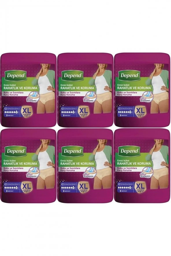 Depend Emici Külot Hasta Bezi Xl Extra Büyük 54 Adet (6pk*9)