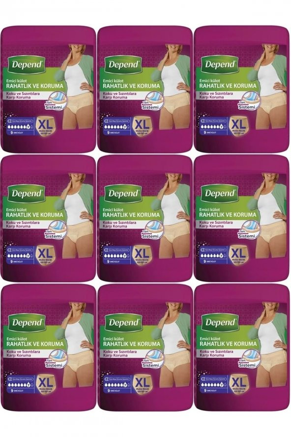 Depend Emici Külot Hasta Bezi Xl Extra Büyük 81 Adet (9pk*9)
