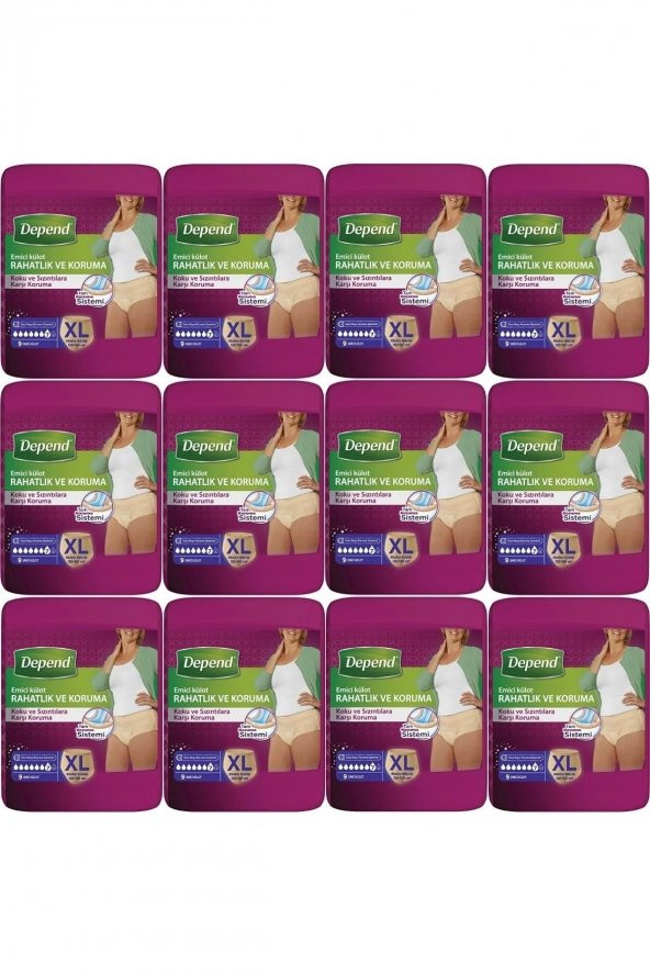 Depend Emici Külot Hasta Bezi Xl Extra Büyük 108 Adet (12pk*9) ürün görseli