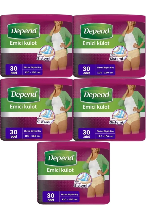 Depend Emici Külot Hasta Bezi Xl - Extra Büyük Kadın 150 Adet (5pk*30) ürün görseli