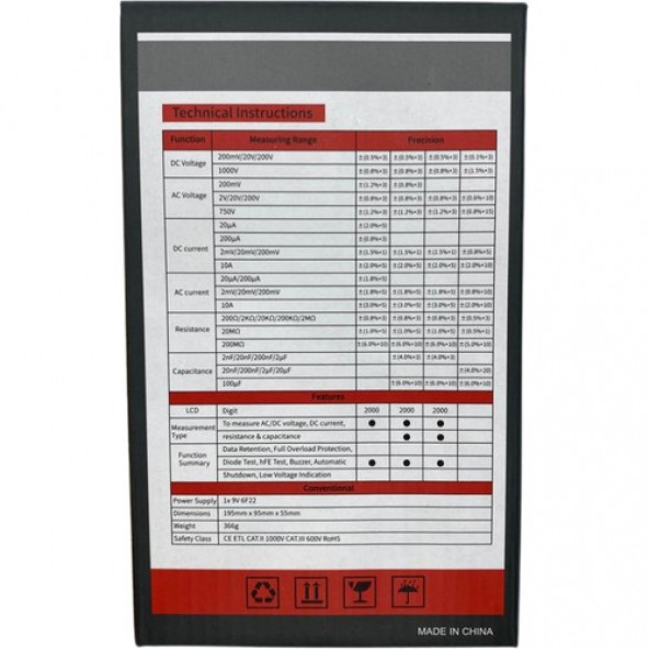Dijital Multimetre Ac/dc Volt Amper Ohm Kapasite Hz Test Cihazı -UC33D- Dahili Pilli A53 - 4