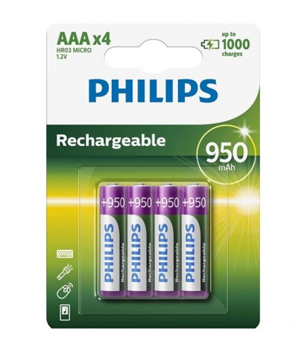 Philips Şarj Edilebilir Kalem Pil AAA 950 Mah 4Lü
