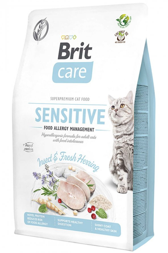 Brit Care Sensitive Hypo-Allergenic Böcek Proteinli Tahılsız Yetişkin Kedi Maması 2 KG