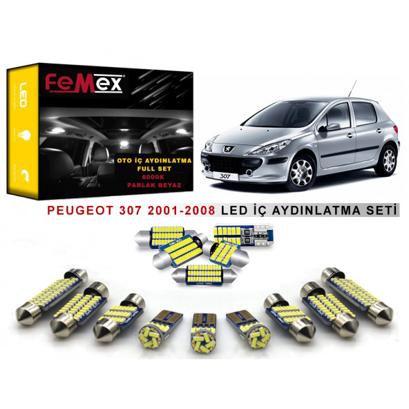 Peugeot 307 LED İç Aydınlatma Ampul Seti FEMEX Parlak Beyaz - 1