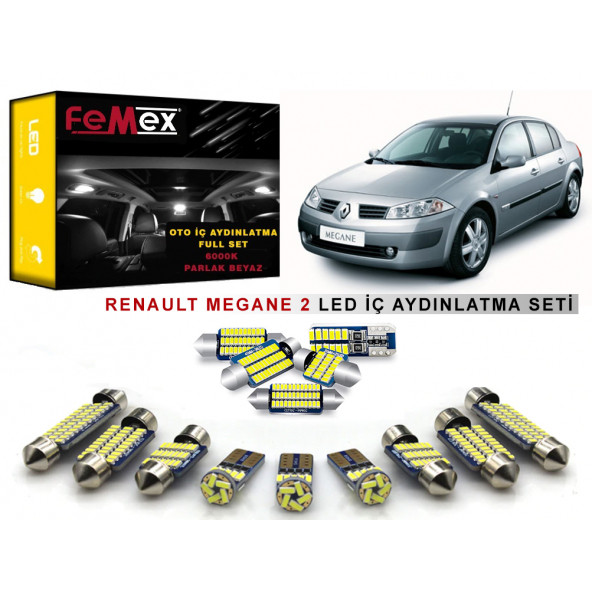 Renault Megane 2 LED İç Aydınlatma Ampul Seti FEMEX Parlak Beyaz