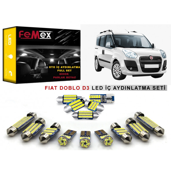 Fiat Doblo D3 LED İç Aydınlatma Ampul Seti FEMEX Parlak Beyaz ürün görseli