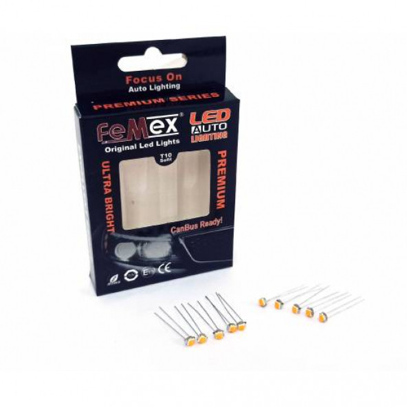 FEMEX Premium T5 T4 10lu İnce Bacaklı Kıl Led Mini Led Ampul Parlak Turuncu - 3