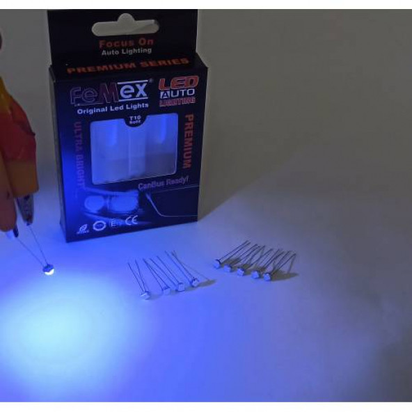 FEMEX Premium T5 T4 10lu İnce Bacaklı Kıl Led Mini Led Ampul Parlak Mavi - 3