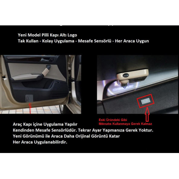VW Passat Araçlar İçin Pilli Yapıştırmalı Kapı Altı Led Logo - 3