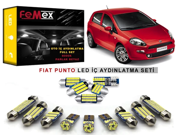 Fiat Punto LED İç Aydınlatma Ampul Seti FEMEX Parlak Beyaz - 1