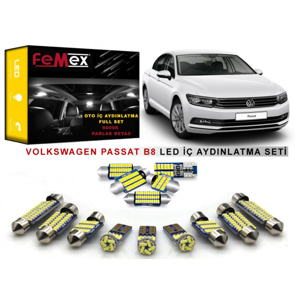 Volkswagen Passat B8 LED İç Aydınlatma Ampul Seti FEMEX Parlak Beyaz