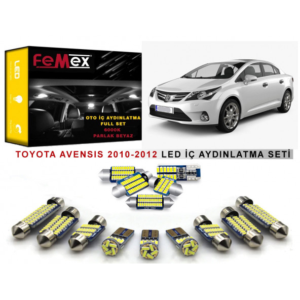 Toyota Avensis 2010-2012 LED İç Aydınlatma Ampul Seti FEMEX Parlak Beyaz
