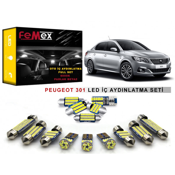 Peugeot 301 LED İç Aydınlatma Ampul Seti FEMEX Parlak Beyaz ürün görseli