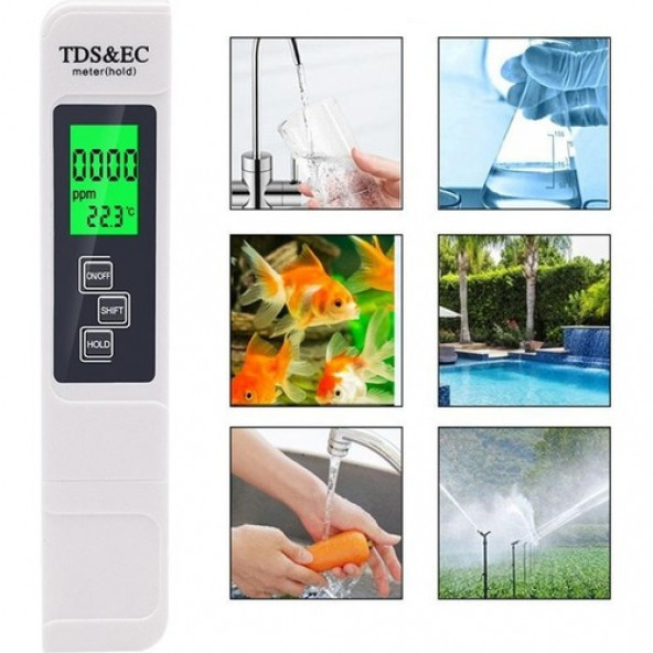 Tds & Ec Metre LCD Ekranlı LED Işıklı Taşınabilir Su Kalite Analiz Cihazı AA191 - 2