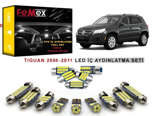 Volkswagen Tiguan 2008-2011 LED İç Aydınlatma Ampul Seti FEMEX Parlak Beyaz ürün görseli