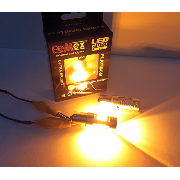 FEMEX Platinum P21W 1156 Tek Duy Led Ampul Koyu Turuncu Mercekli - 3