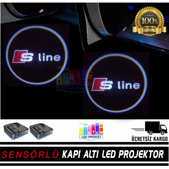 Audi Sline Araçlar İçin Pilli Yapıştırmalı Kapı Altı Led Logo - 3