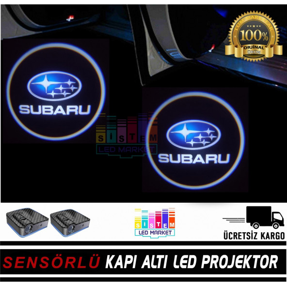 Subaru Araçlar İçin Pilli Yapıştırmalı Kapı Altı Led Logo - 3