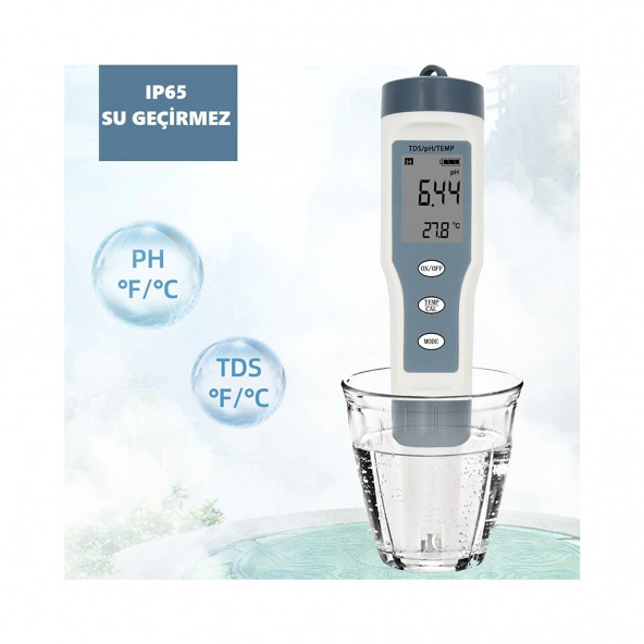 Tds 3 In 1 Ph Sıcaklık Tds Ölçer Ledli Sıcaklık Göstergeli Su Test Cihazı 3ın1 Tds Ph Sıcaklık Ölçer A87 - 3