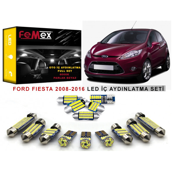 Ford Fiesta LED İç Aydınlatma Ampul Seti FEMEX Parlak Beyaz