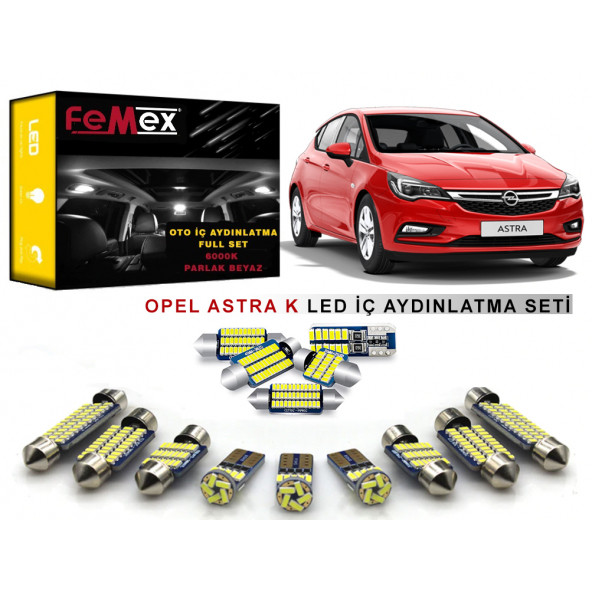 Opel Astra K LED İç Aydınlatma Ampul Seti FEMEX Parlak Beyaz ürün görseli