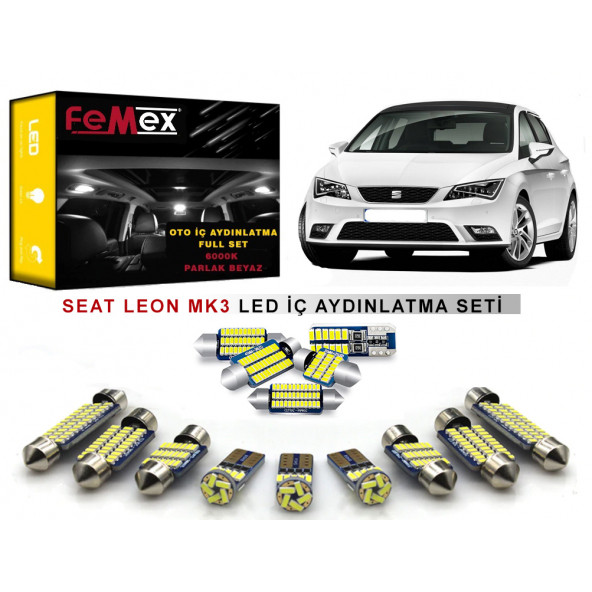 Seat Leon MK3 LED İç Aydınlatma Ampul Seti FEMEX Parlak Beyaz - 1