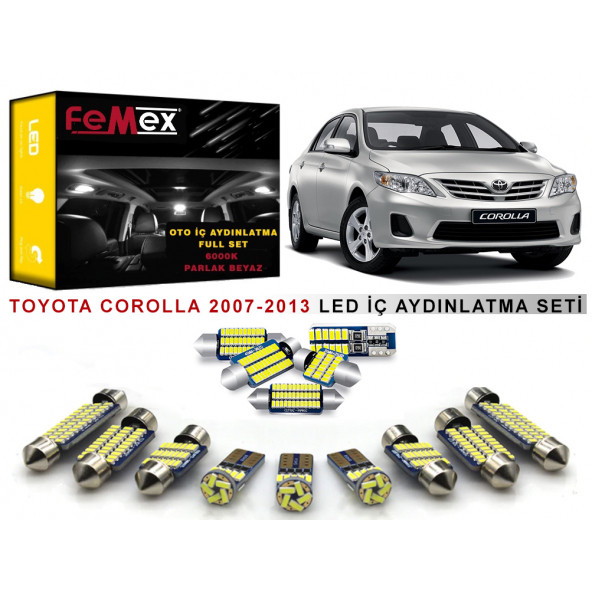 Toyota Corolla 2007-2013 LED İç Aydınlatma Ampul Seti FEMEX Parlak Beyaz - 1